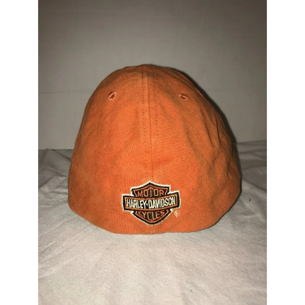 Harley-Davidson Orange Baseball Cap XL Carolina Gastonia NC Embroidered Logo Adj